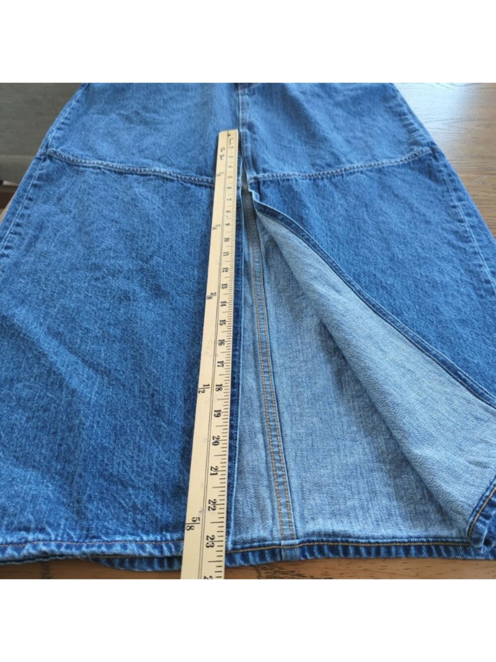 Madewell Denim Cotton Skirt Women’s Size 32 High Rise Front Slit Midi Blue Jean - Picture 11 of 12